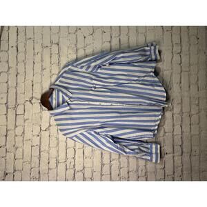 Maurices Women's XL Blue and White Striped Button-Up‎ Shirt